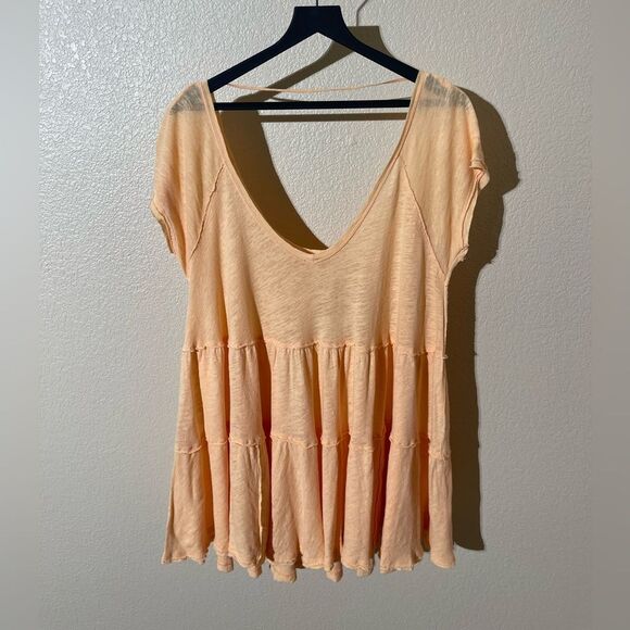 We the free Peach Tiered Short Sleeve Top - Picture 2 of 7